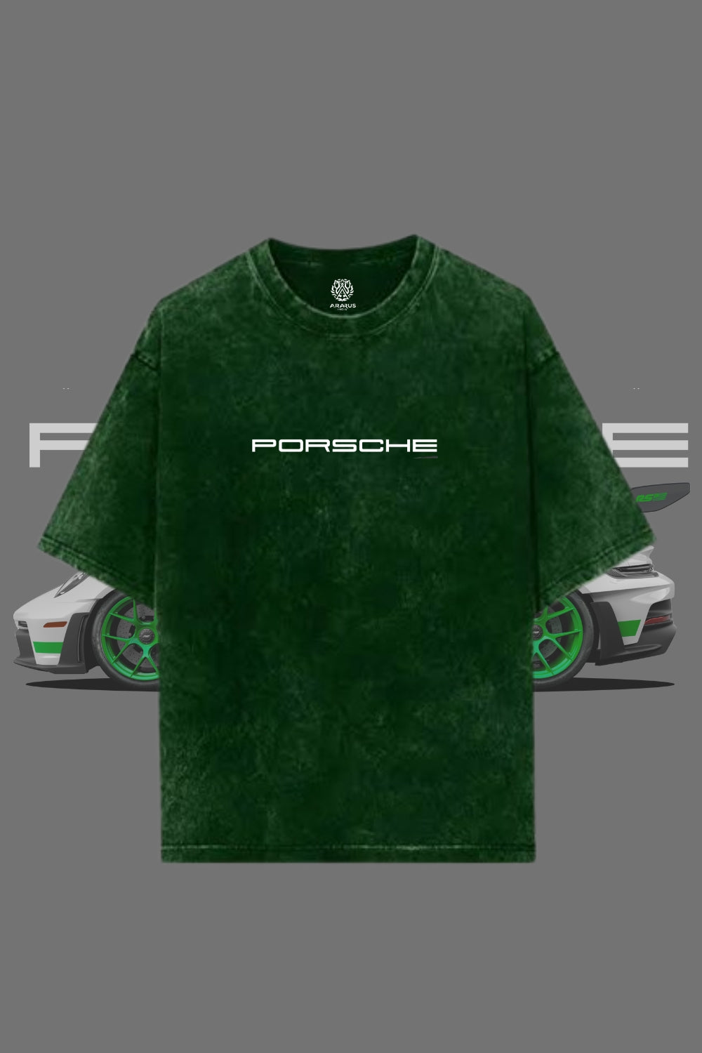 Porsche Heritage – Premium Oversized Acid Wash Black T-shirt