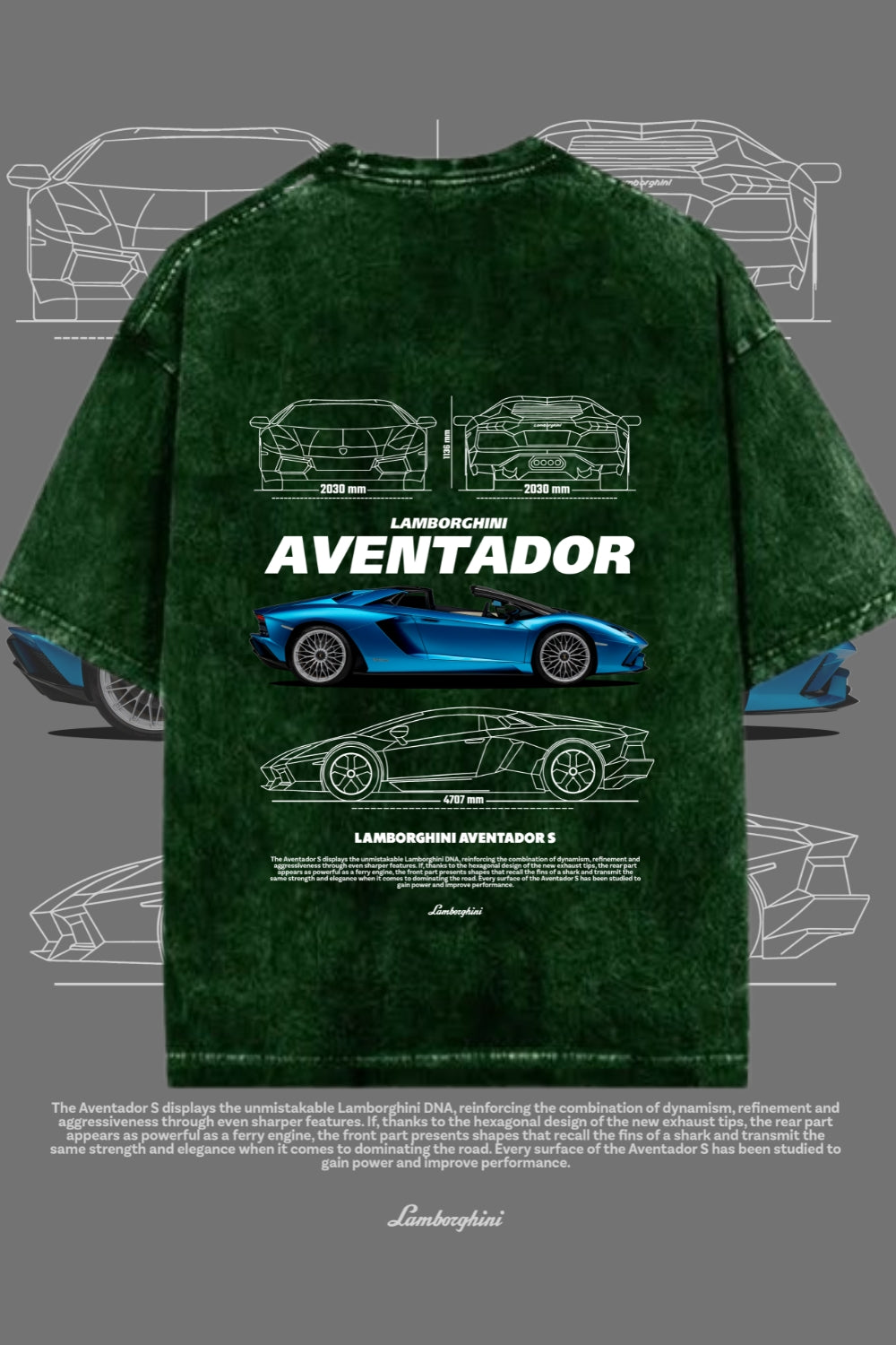 Power Meets Fashion: Lamborghini Oversized T-shirt in Acid Wash Green