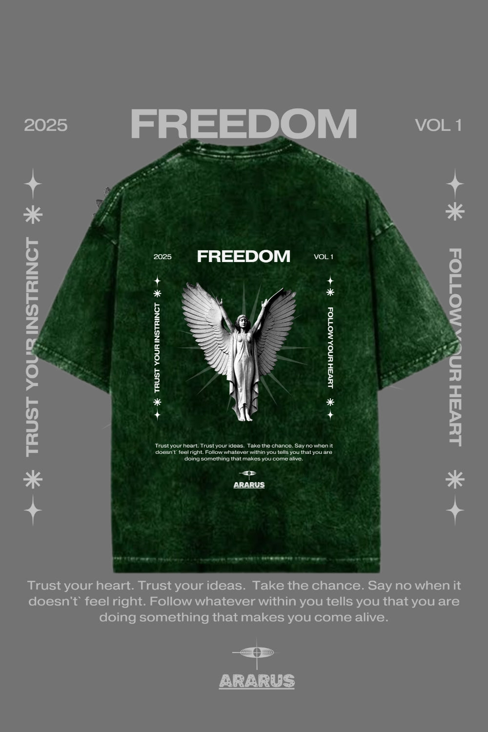 Freedom Redefined – Premium Oversized Acid Wash Green T-Shirt