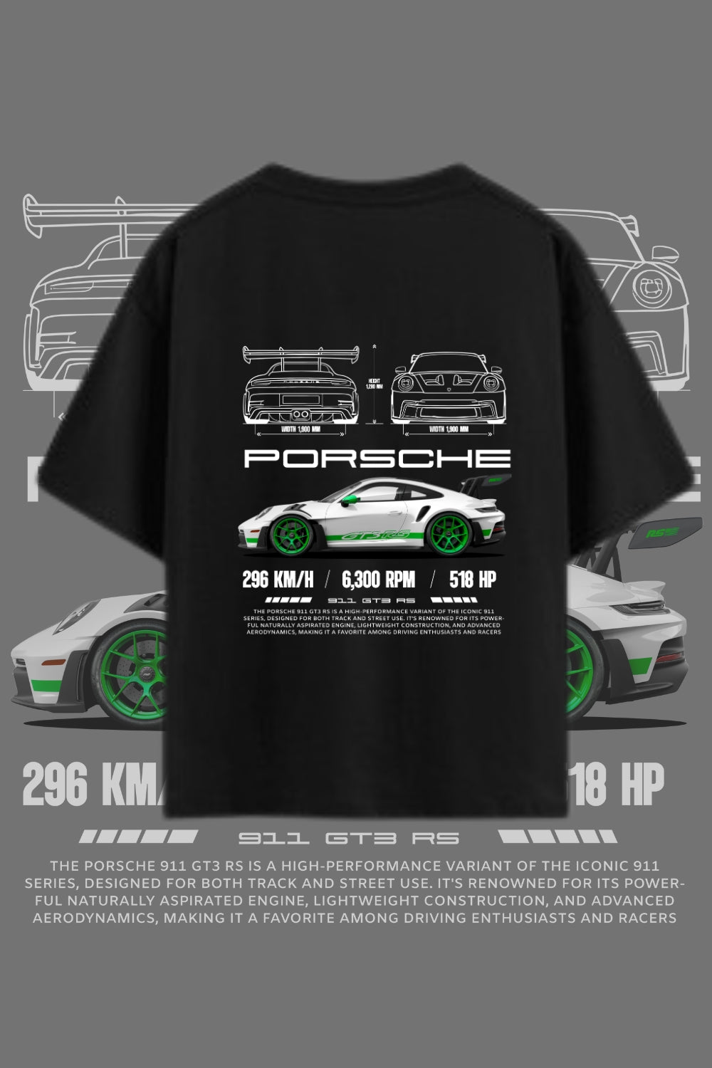 Drive in Style – Premium Oversized Porsche Black T-Shirt