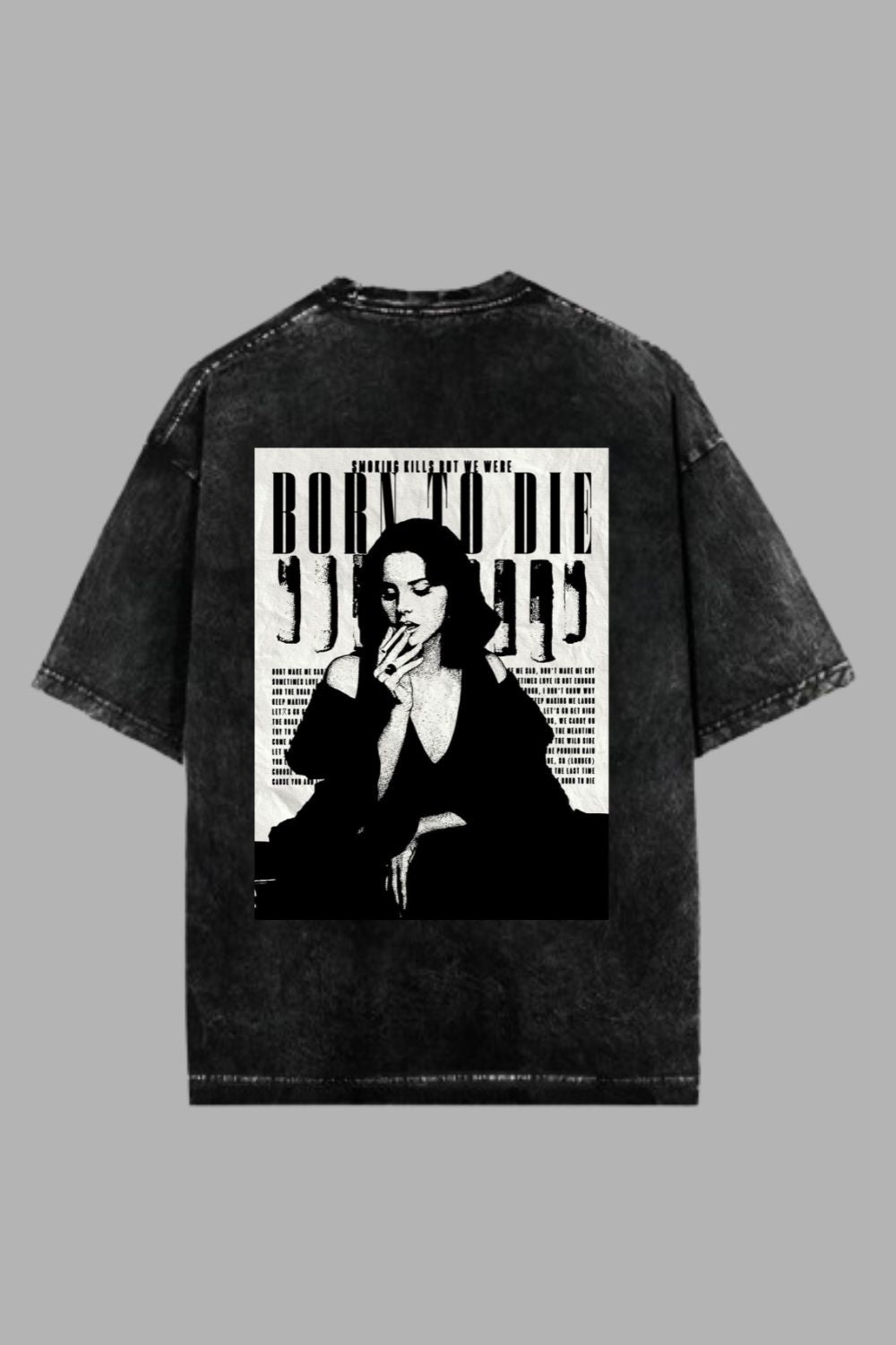 Luxury Streetwear: Oversized Acid Wash T-shirt with Lana Del Rey Art