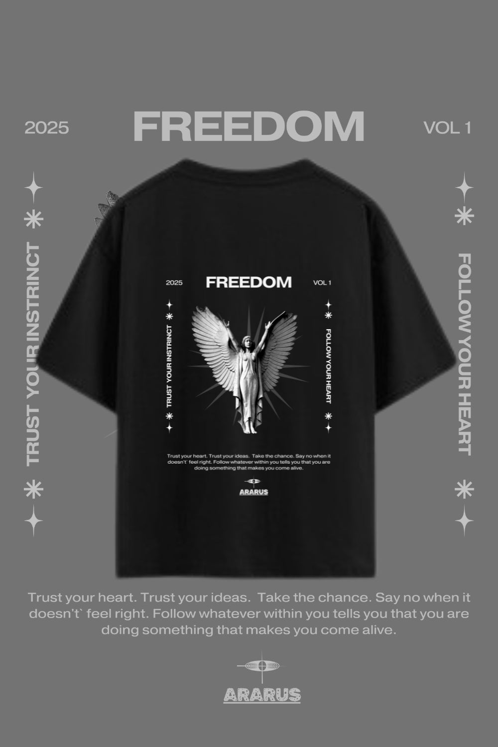 Freedom in Style – Premium Oversized Black T-shirt